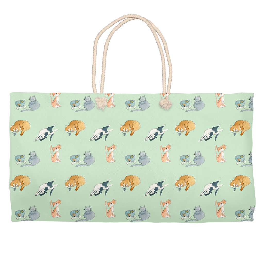 Cats Pattern Weekender Tote (Green)