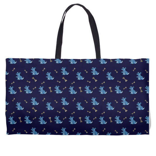 Simple Dog and Bone Pattern Weekender Tote (Dark Blue)