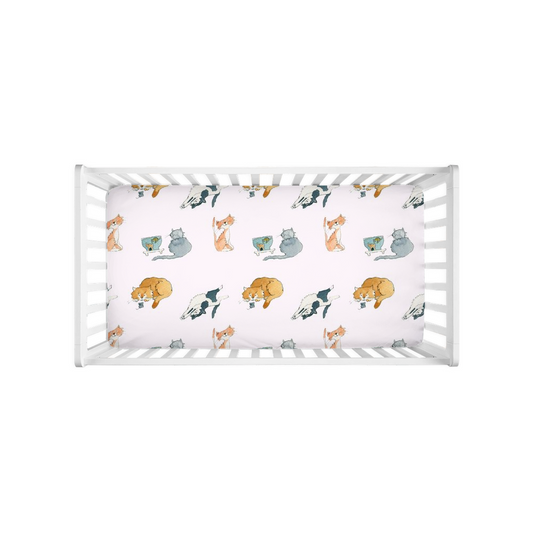 Cat sPattern Crib Sheet (Pink)