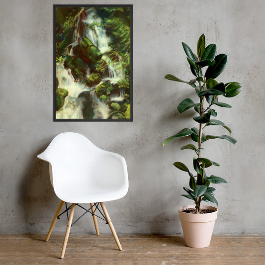 Forest Waterfall Framed Print