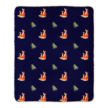 Fox and Trees Sherpa Blanket