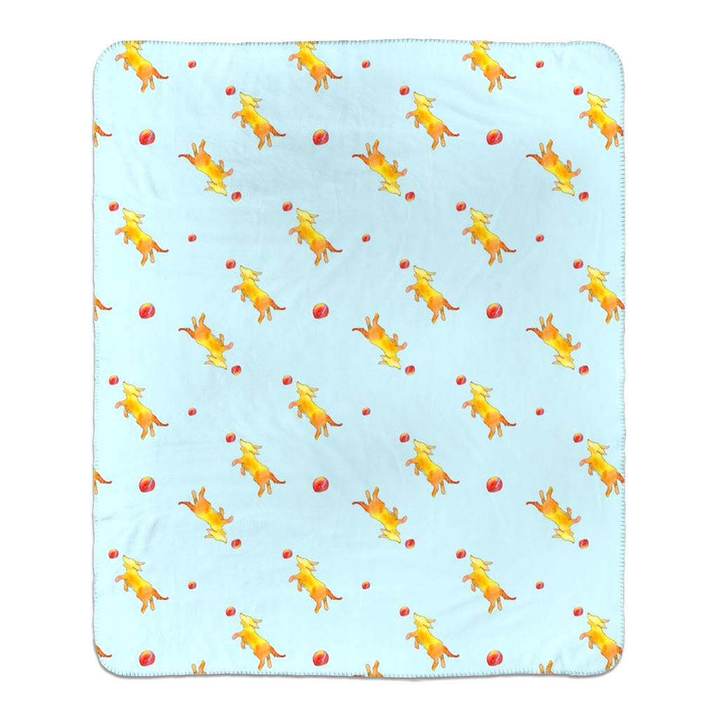 Playful Puppy Pattern Sherpa Blanket ( Blue)