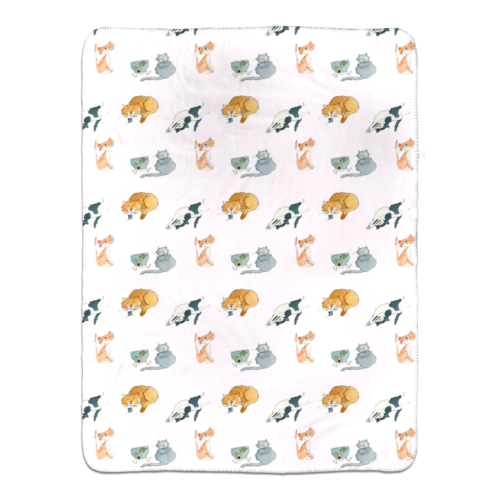 Cats Pattern Sherpa Blanket - (Pink)