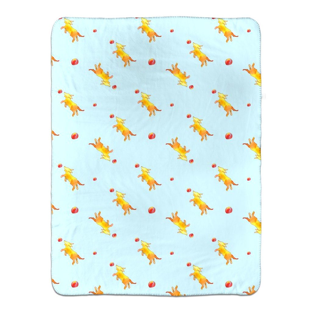 Playful Puppy Pattern Sherpa Blanket ( Blue)