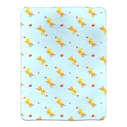Playful Puppy Pattern Sherpa Blanket ( Blue)