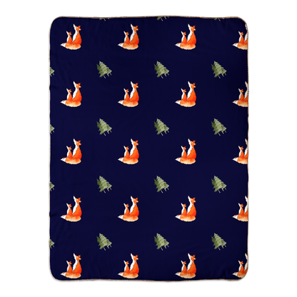 Fox and Trees Sherpa Blanket