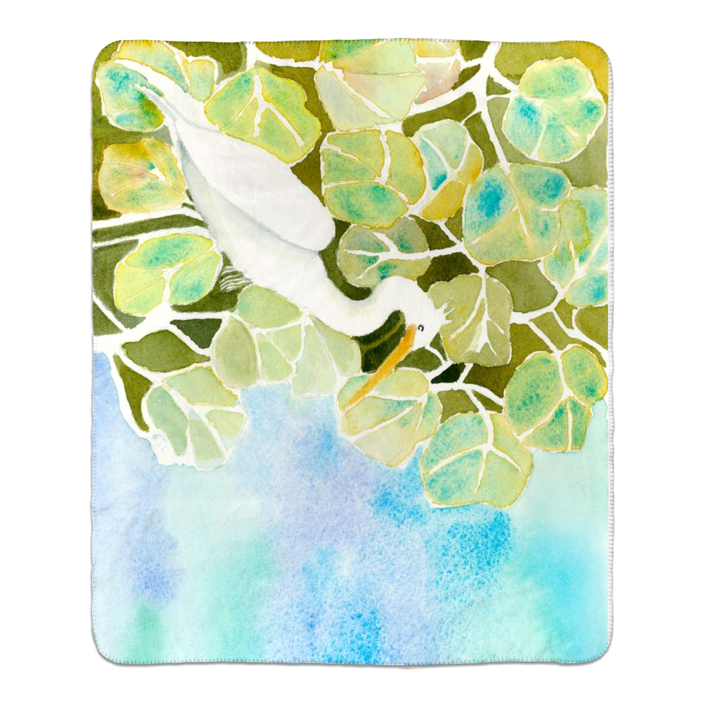 Snowy Egret and Sea Grapes Sherpa Blanket