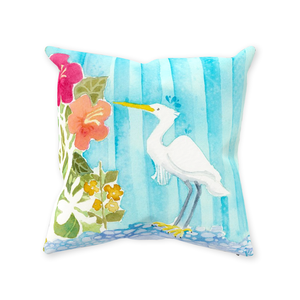 Snowy Egret Throw Pillow