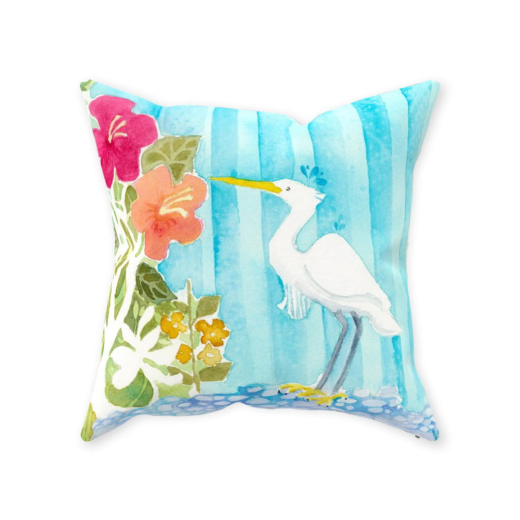Snowy Egret Throw Pillow
