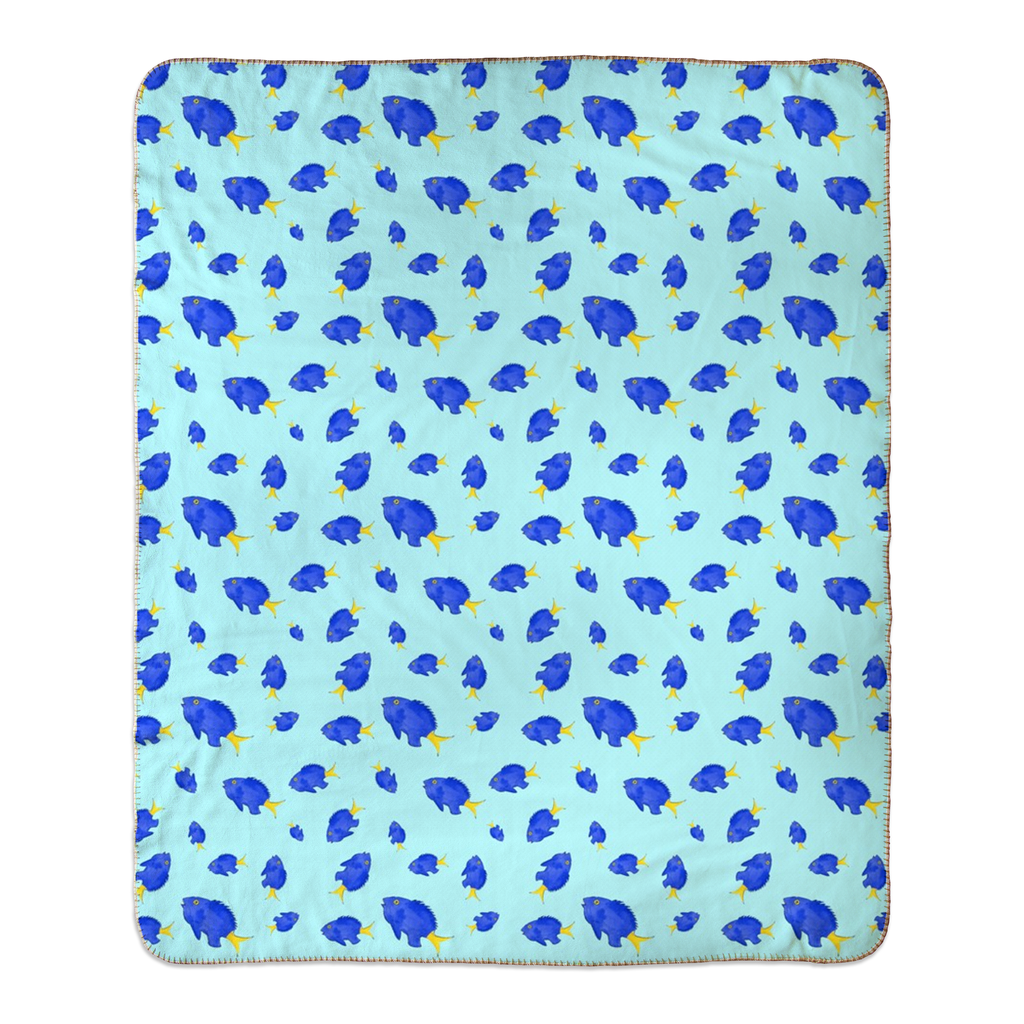 Yellowtail Fish Pattern Fleece Sherpa Blanket