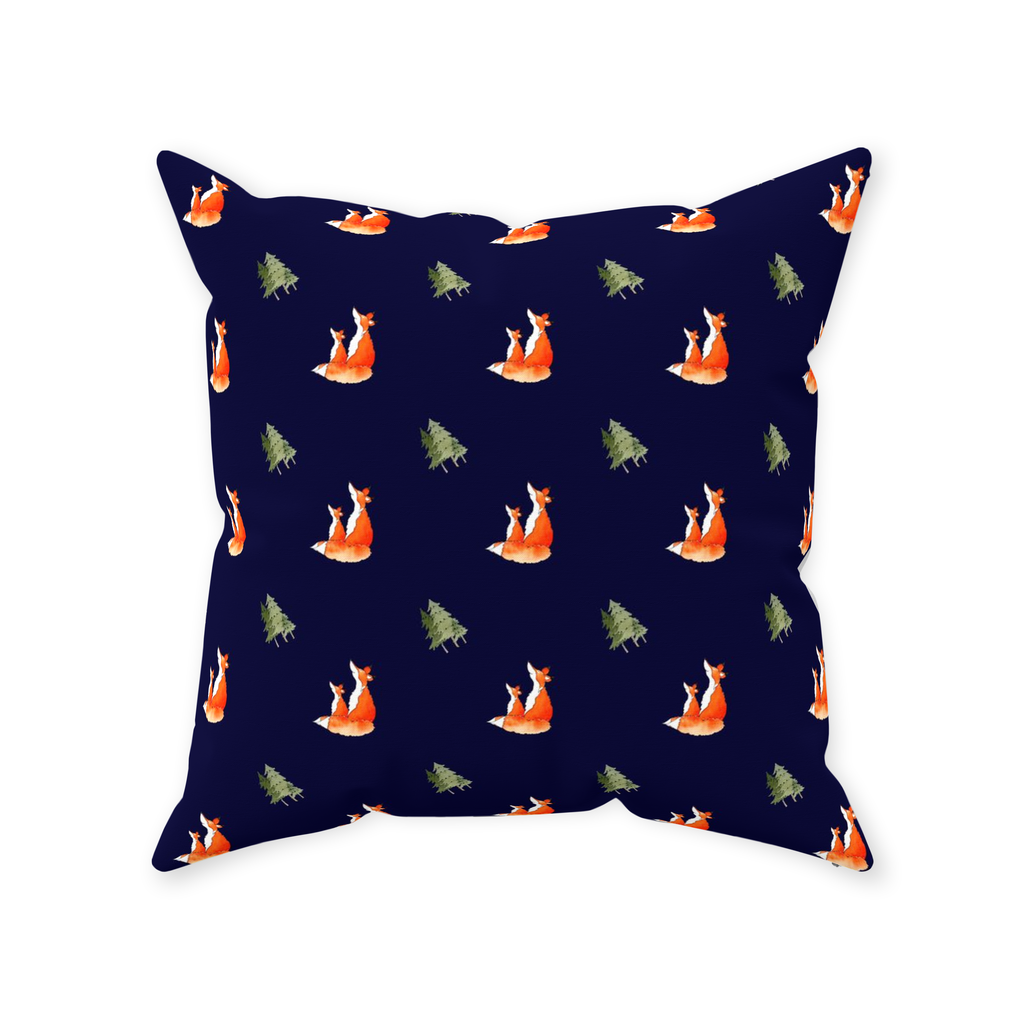 Fox and Trees Pattern (Dark blue)